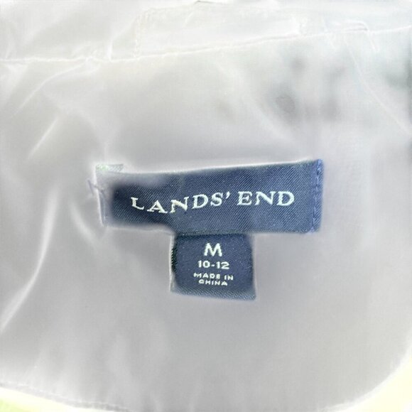 Lands End Women's Quilted White Brown Jacket M 10-12 Lightweight Nylon Zip Front - Picture 2 of 10